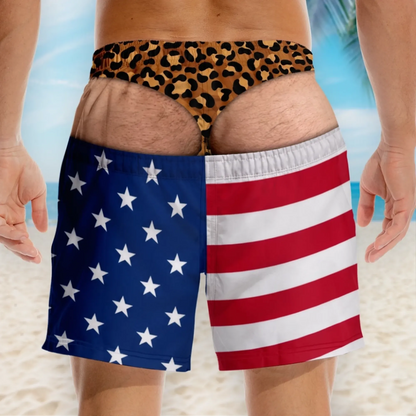 🔥8800+ sold 50% OFF🎁Funny Patriotic Men's Swim Trunks – Personalized Wide Load Beach Shorts