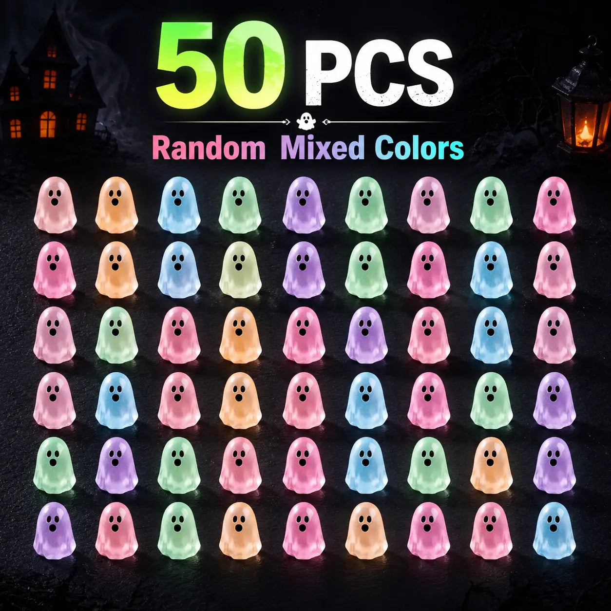 👻 Glow-in-the-Dark Ghost Beads – 20/50pcs for Halloween & DIY Crafts 🎃