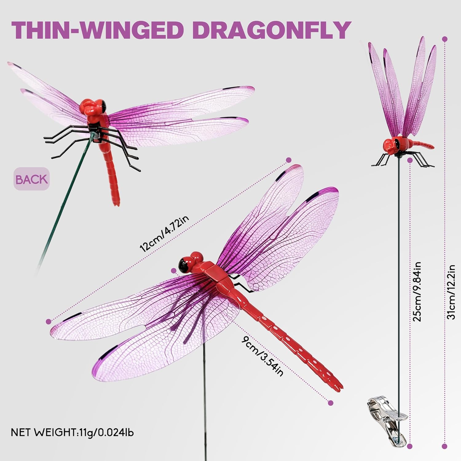 🌈 Realistic Dragonfly Clips – Colorful Garden & Outdoor Decor