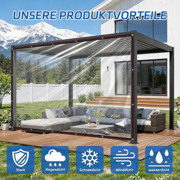 🌂10x13FT Heavy Duty Clear Tarp: 2026 Upgraded 100% Waterproof Rain Shield for Patio & Porch, Crystal Clear Vinyl Cover for Outdoor Furniture, BBQ & Deck, Reinforced Leak-Proof Tarpaulin