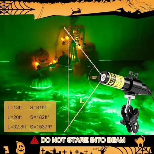 Halloween Laser Swamp Light Works with Low Lying Fog Machine, IP67 Waterproof 360-Degree Adjustable