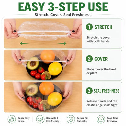 🔥LAST DAY 49% OFF🔥🍽️ Elastic Stretch Bowl Covers 🔁Disposable Microwave Safe Food Storage Covers