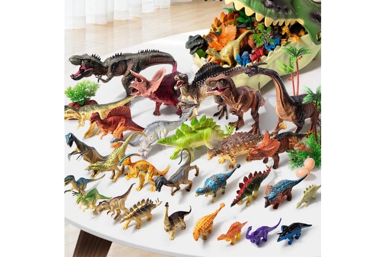 💯46 Pcs Dinosaur Toys Set Realistic Figures with Forest and Dinosaur Egg