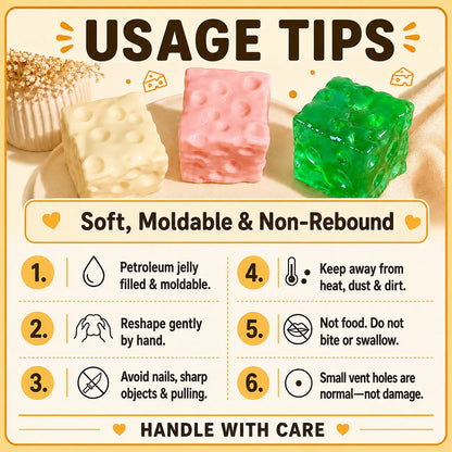 🧀🧀Squeeze the Stress Away – The Adorably Squishy Cheese Cube Fidget Toy