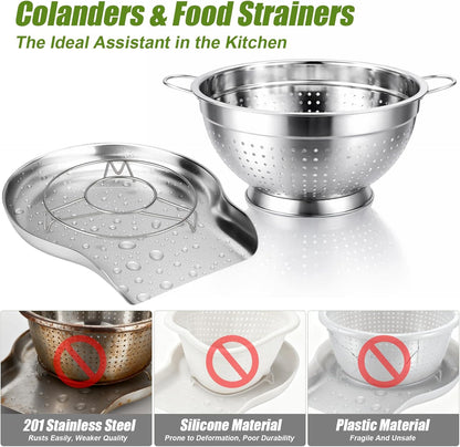 Colander and Strainer Self Drainer Base Plate Stainless Steel for Kitchen