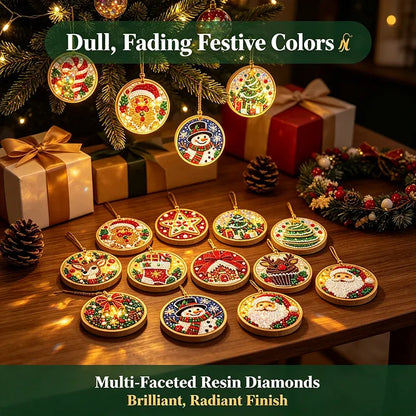 🔥🎁6Pcs/12Pcs Christmas DIY Diamond Painting Ornaments Kit, Xmas Tree Hanging Pendant🎄