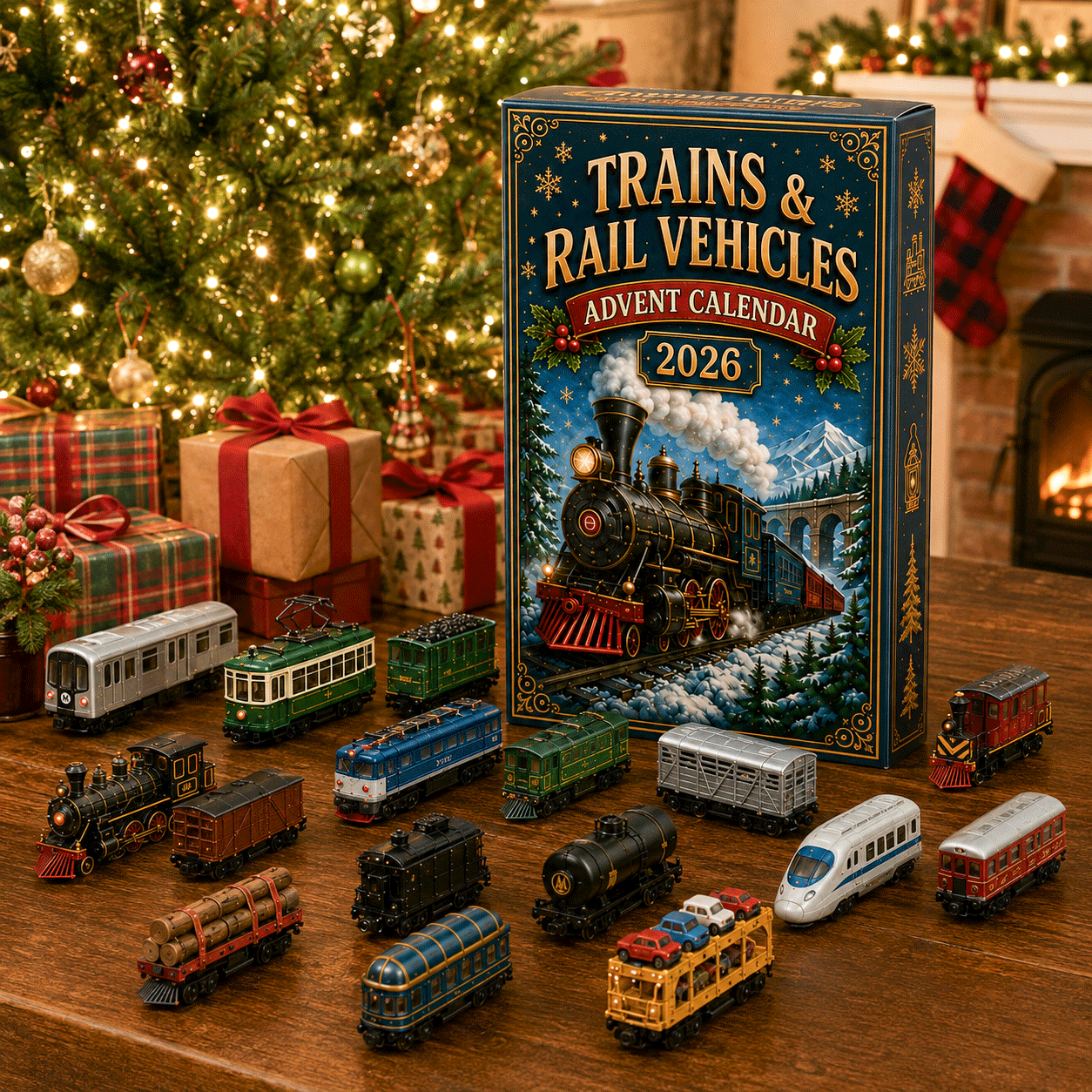 ⏰Christmas Early Bird 50% OFF-🎄🚂Trains & Rail Vehicles Advent Calendar 2026 – 24 Railway Surprises