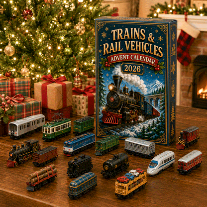 ⏰Christmas Early Bird 50% OFF-🎄🚂Trains & Rail Vehicles Advent Calendar 2026 – 24 Railway Surprises