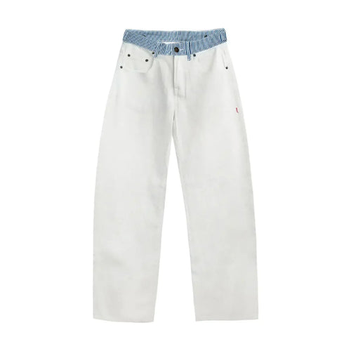 Adjustable Low-Rise Loose Barrel Leg Jeans