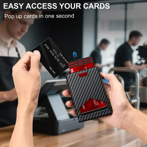 💳 POP-UP CARD WALLET | Slim RFID Blocking Wallet with Quick-Access Aluminum Card Holder & Money Clip