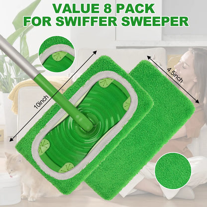 8Pcs Microfiber Mop Pads Compatible with Swiffer Sweeper Mop Wet and Dry Flat mop Cover Replacement Reusable Sweeping pad Refills Handle Not Include