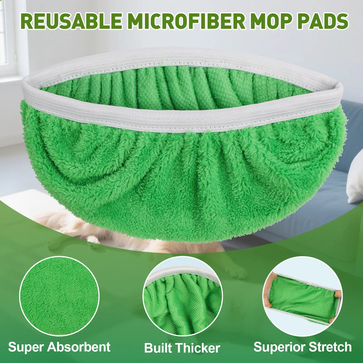 8Pcs Microfiber Mop Pads Compatible with Swiffer Sweeper Mop Wet and Dry Flat mop Cover Replacement Reusable Sweeping pad Refills Handle Not Include