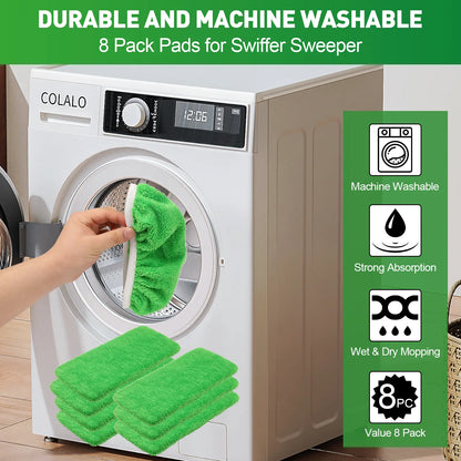 8Pcs Microfiber Mop Pads Compatible with Swiffer Sweeper Mop Wet and Dry Flat mop Cover Replacement Reusable Sweeping pad Refills Handle Not Include