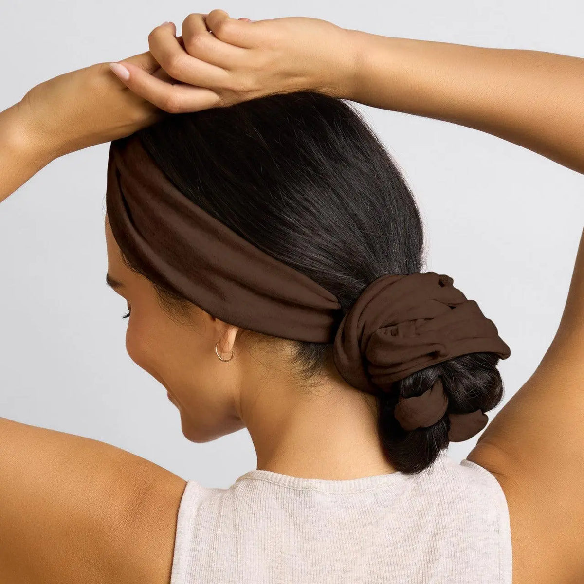 🍫✨ Chocolate Brown Heatless Curling Headband – Soft Waves & Curls Without Heat 💁‍♀️