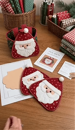 💯⏳  49% OFF – 🎄 Christmas Character Quilted Carry Basket | Padded Patchwork Fabrics, Layered Appliqué & Soft Carry Handle in DIY Kit or Ready-Made Styles 🎁✨