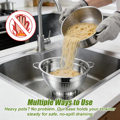 Colander and Strainer Self Drainer Base Plate Stainless Steel for Kitchen