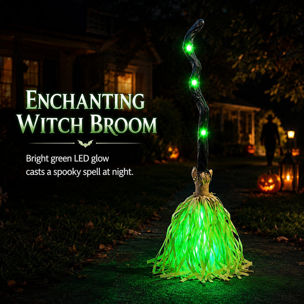 🔥 Magic Animated Witch Broom Halloween Decoration