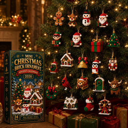 🎄24-Day Mini Christmas Brick Ornament Advent Calendar | 24 Unique Buildable Holiday Ornaments to Create, Hang & Keep 🧱