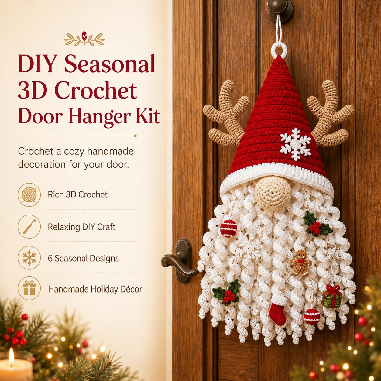 🧶 DIY Seasonal 3D Crochet Door Hanger Kit Collection — Create A Handmade Welcome For Every Season 💕