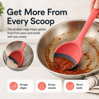 🎉🥄 2-in-1 Silicone Scoop & Scraper Spoon – Multi-Purpose Cooking & Serving Utensil