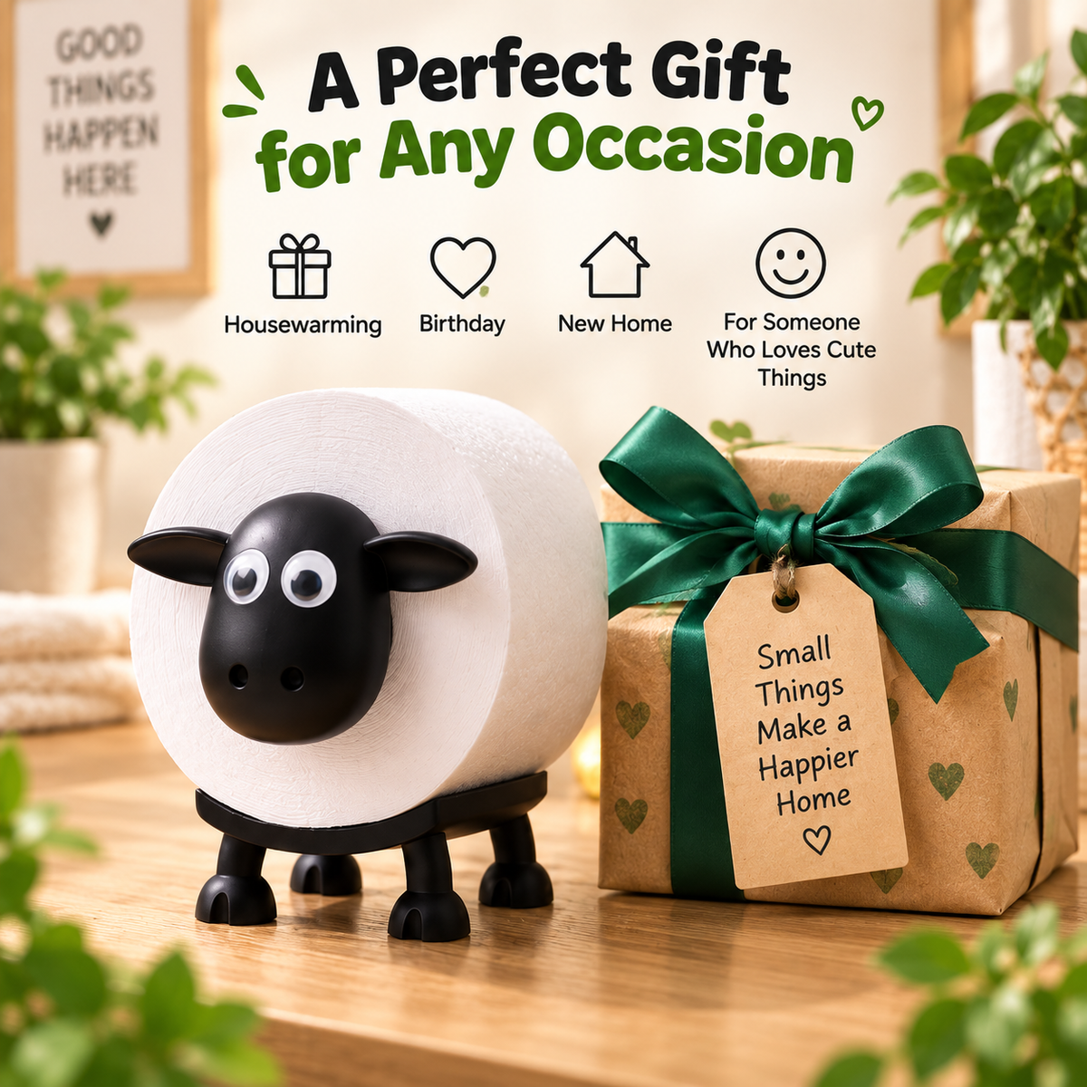 🐑 2 Pcs Sheep Toilet Roll Holder – Cute Farmhouse Bathroom Tissue Dispenser