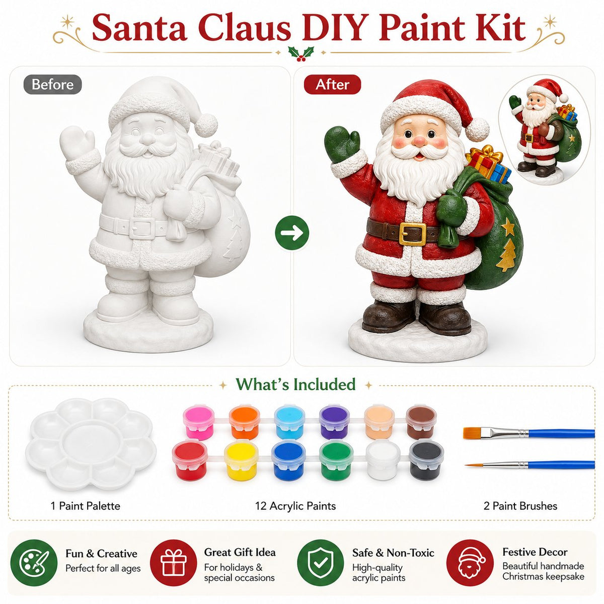 • 🎨 Beginner-Friendly DIY Christmas Figurine Painting Kit | Create Your Own Festive Holiday Decorations 🎄💕