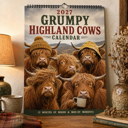 🐮📅 2027 Grumpy Highland Cows Calendar ✨