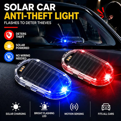 🚨 Solar Fake Car Alarm Light – LED Security Warning Flashing Simulator