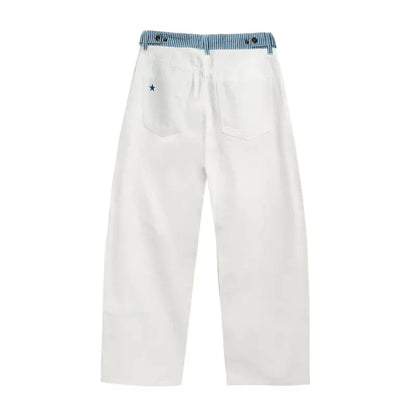 Adjustable Low-Rise Loose Barrel Leg Jeans
