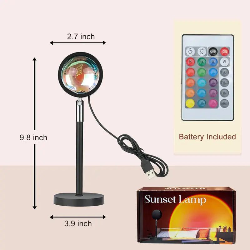 🌅✨ Sunset Projector Lamp – 16 RGB Colors, 180° Rotation & Starry Sky + Moon Effects 🌙