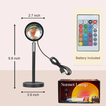 🌅✨ Sunset Projector Lamp – 16 RGB Colors, 180° Rotation & Starry Sky + Moon Effects 🌙