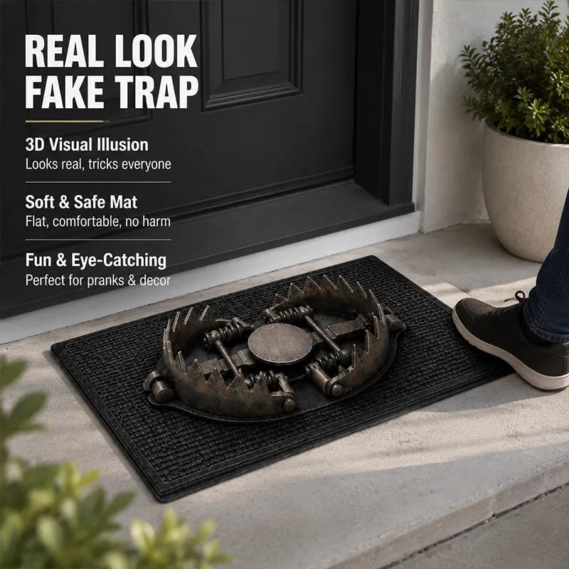 💥 LAST DAY 49% OFF - 😂 Gotcha! 3D Bear Trap Illusion Doormat – Funny Prank Entry Mat