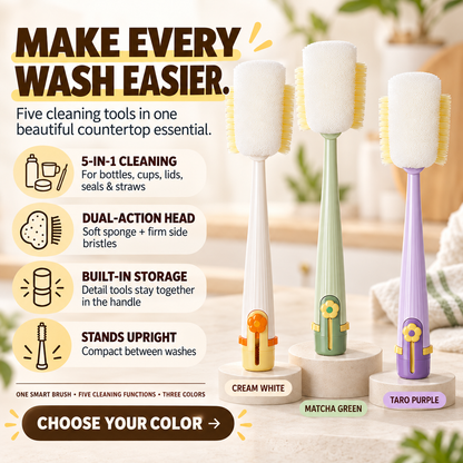 🧼 5-in-1 Bottle & Cup Cleaning Brush – Clean Every Hidden Corner