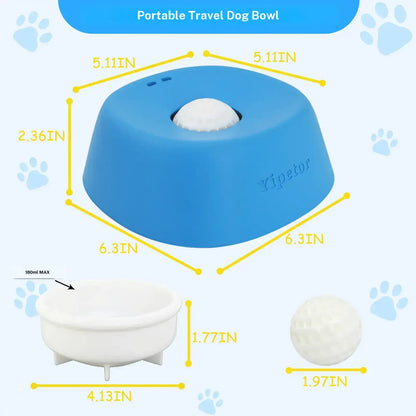 🐶🐶No-Spill Slow Feeder Dog Bowl — Built-In Rolling Ball for Liquid Treats