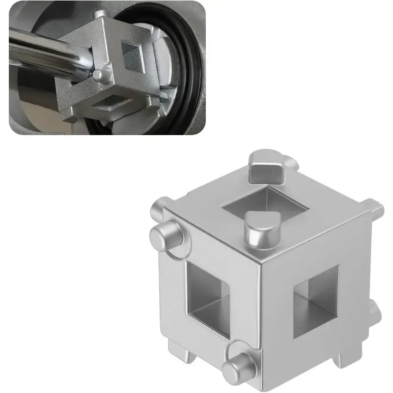 🚗 6-Side Brake Caliper Piston Rewind Tool | 3/8" Drive Rear Brake Compression Tool for Disc Brake Pad Replacement | High-Strength Carbon Steel
