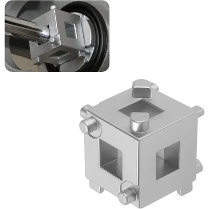 🚗 6-Side Brake Caliper Piston Rewind Tool | 3/8" Drive Rear Brake Compression Tool for Disc Brake Pad Replacement | High-Strength Carbon Steel