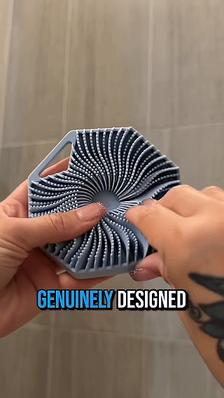 Body Bath Brush — Antibacterial silicone bath brush designed for sensitive and acne-prone skin.