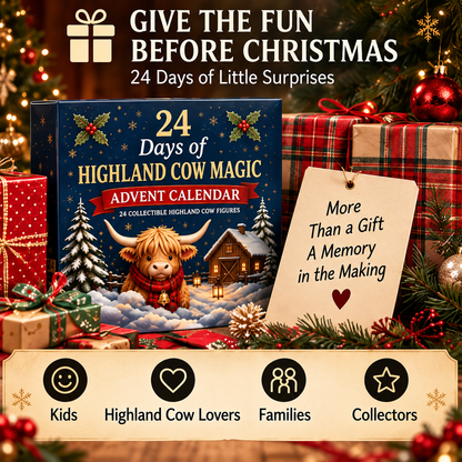 ⏳ Last Day 49% OFF –🐮24-Day Highland Cow Advent Calendar