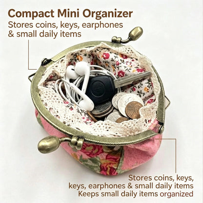 🌸 Vintage Floral Kiss-Lock Mini Wallet Clutch — Lightweight Daily Carry Purse for Women