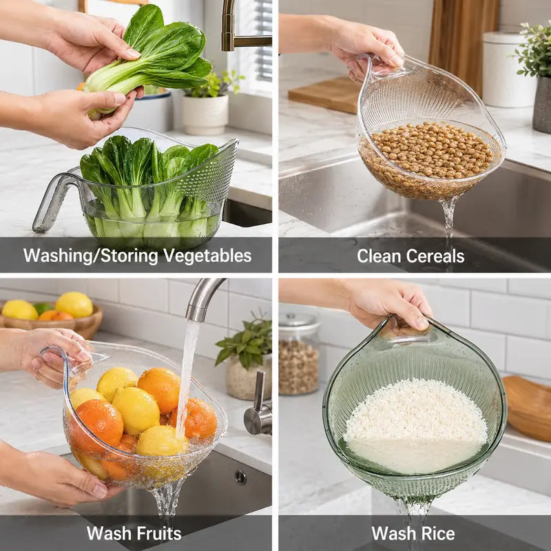 🍚🍚Aesthetic Multifunctional Rice Strainer with Handle