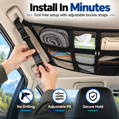 🎁Double-Layer Car Ceiling Cargo Net Storage Organizer
