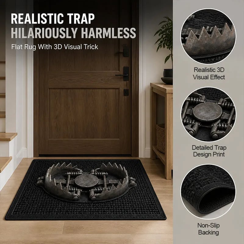 💥 LAST DAY 49% OFF - 😂 Gotcha! 3D Bear Trap Illusion Doormat – Funny Prank Entry Mat