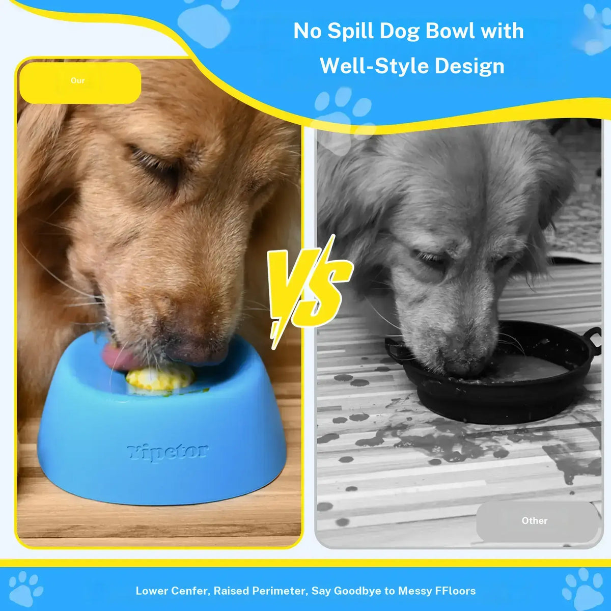 🐶🐶No-Spill Slow Feeder Dog Bowl — Built-In Rolling Ball for Liquid Treats
