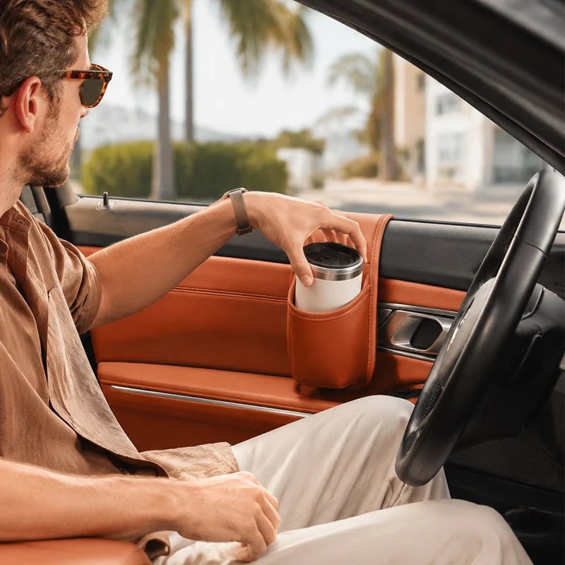 Leather Car Door Storage Pocket