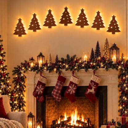 Reindeer Sleigh Press On – Lighted Christmas Wall Decor, Easy No-Tool Install