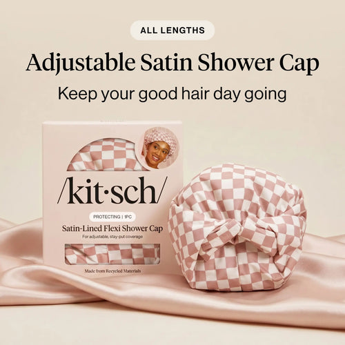 Adjustable Extra-Roomy Satin Shower Cap for All Hair Types