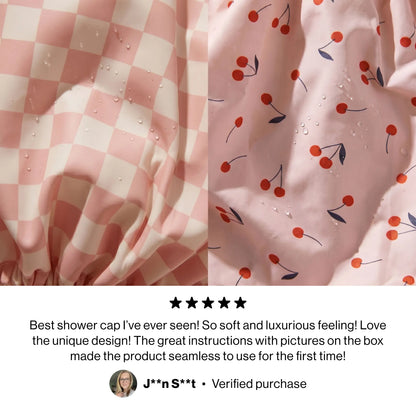 Adjustable Extra-Roomy Satin Shower Cap for All Hair Types