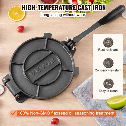 10-inch tortilla press—suitable for making tortillas, pita bread, flatbreads, and pancakes.