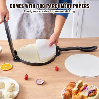 10-inch tortilla press—suitable for making tortillas, pita bread, flatbreads, and pancakes.