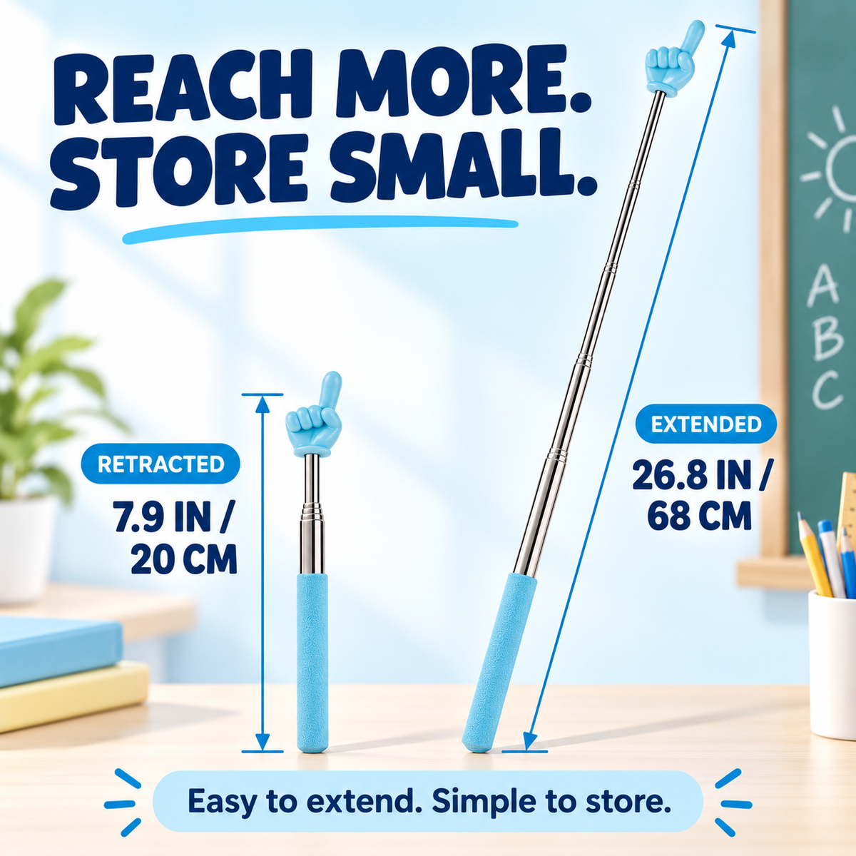 👉📚 6PCS Telescopic Finger Pointer Sticks – Extendable Teaching & Presentation Tools ✨